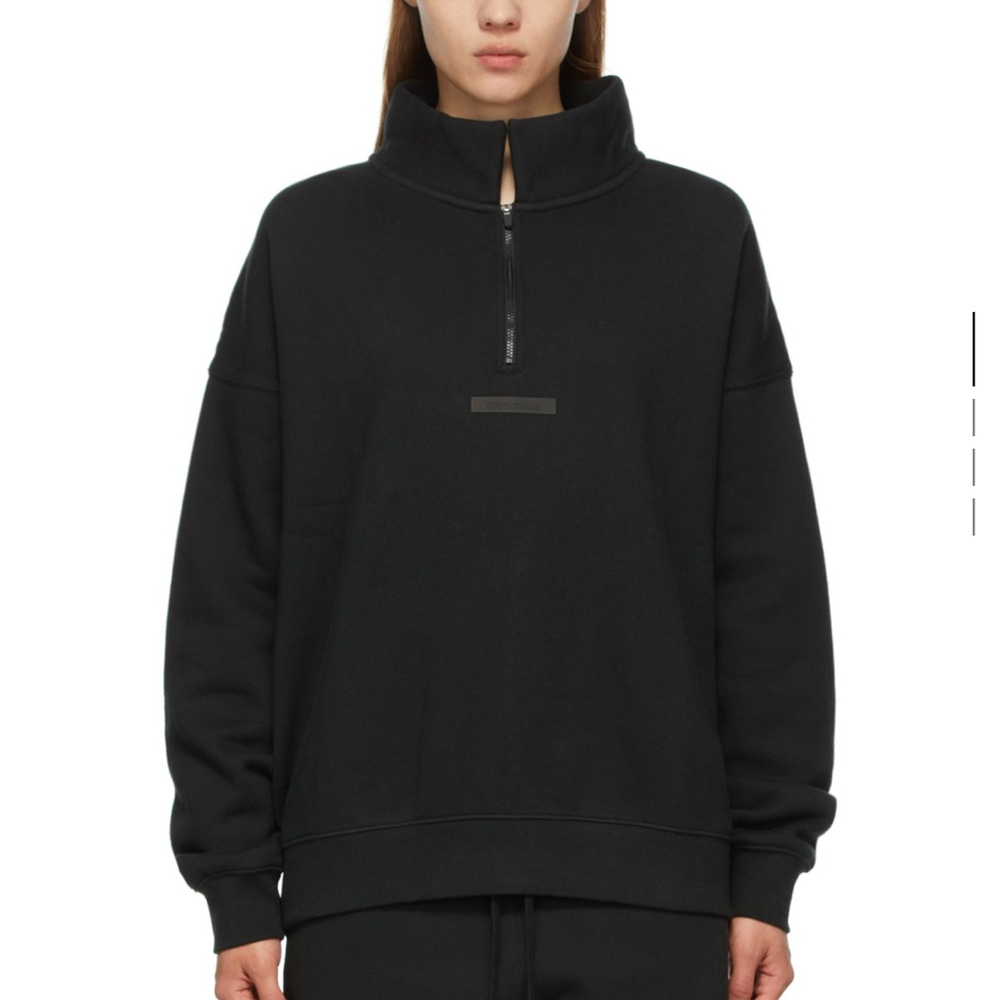 Essentials Black Zip Up Sweater